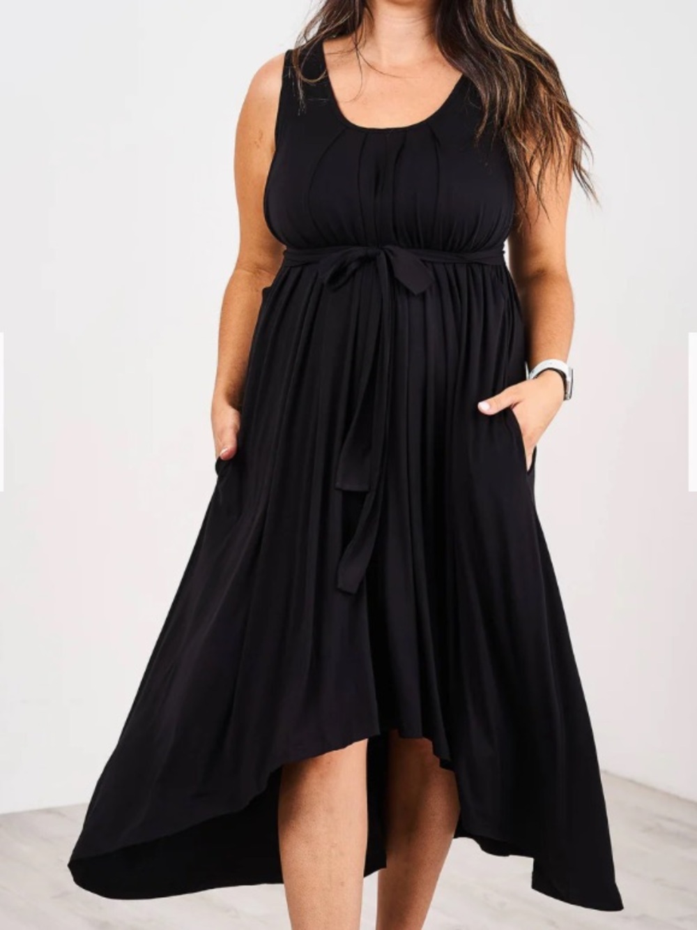 Latched Mama Black Pleated Nursing Dress, size 6-18 Petite